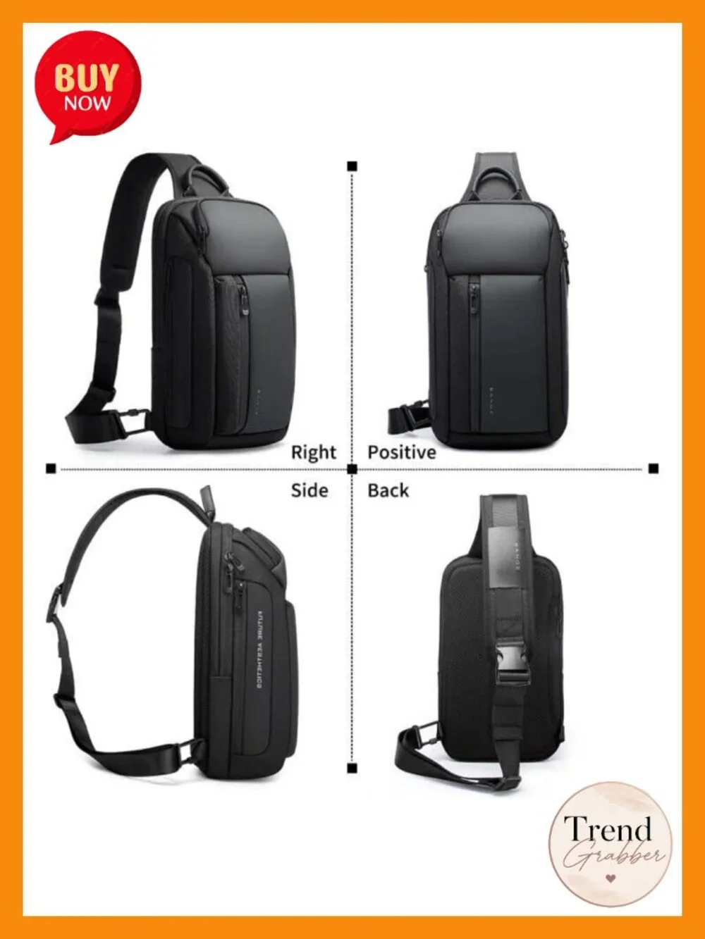 Waterproof Crossbody Backpack for Men Travel Hiking Oxford Sling Bag